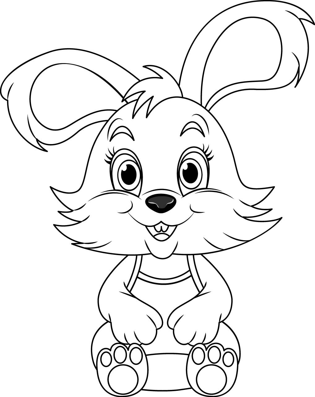 Раскраска для детей: контур милого кролика