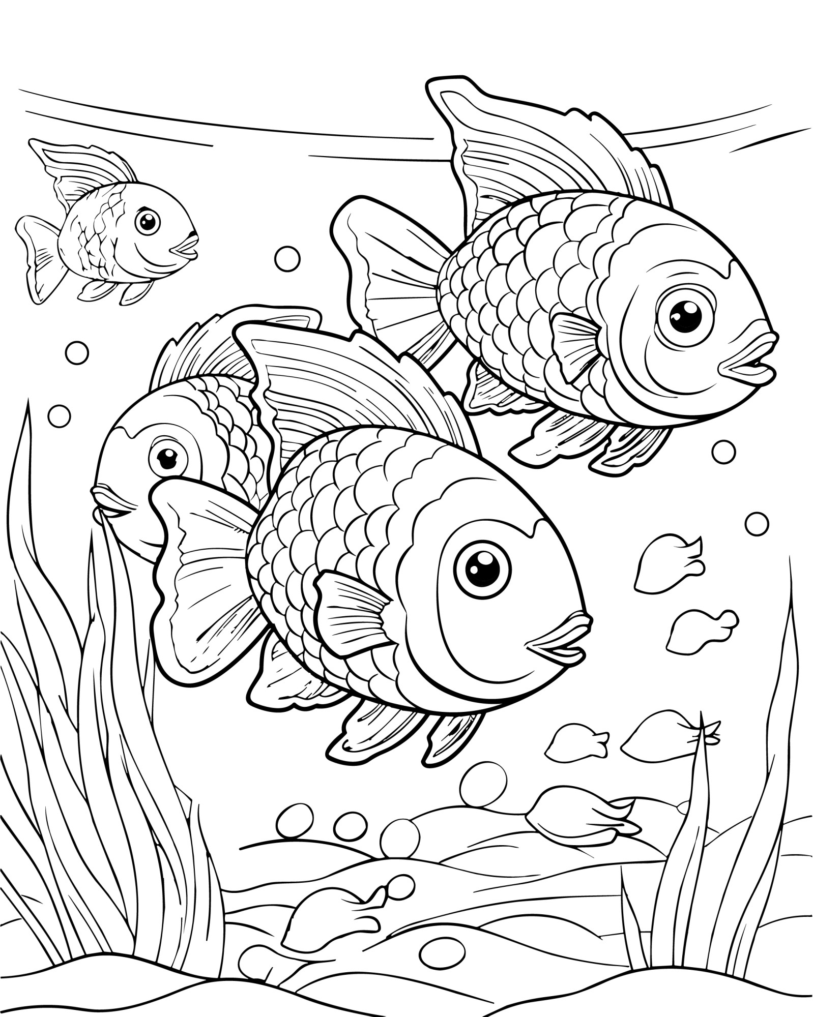 Раскраска для детей: рыба «Свобода в глубинах»