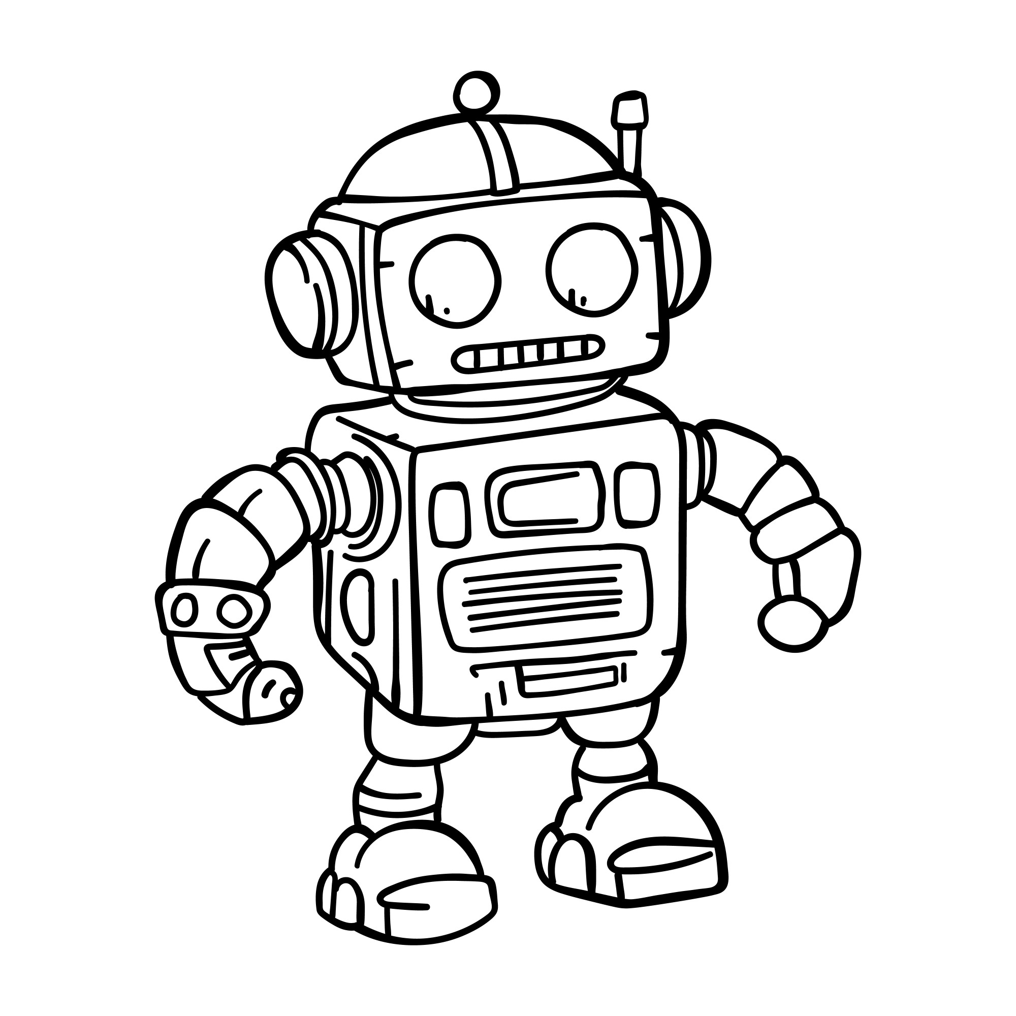 Раскраска для детей: робот «Каракуль»