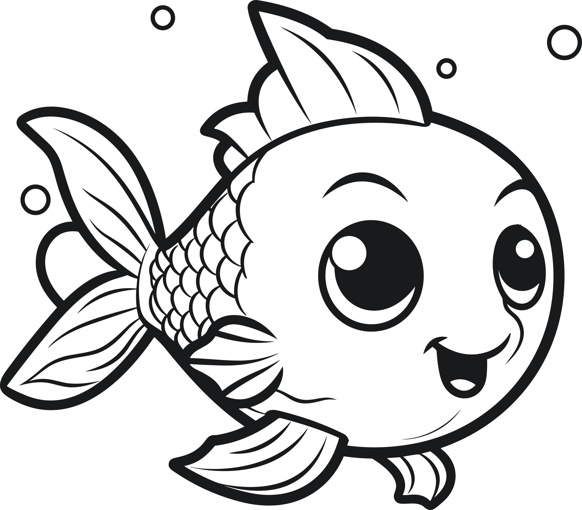 Раскраска для детей: рыба «Грация в глубинах»