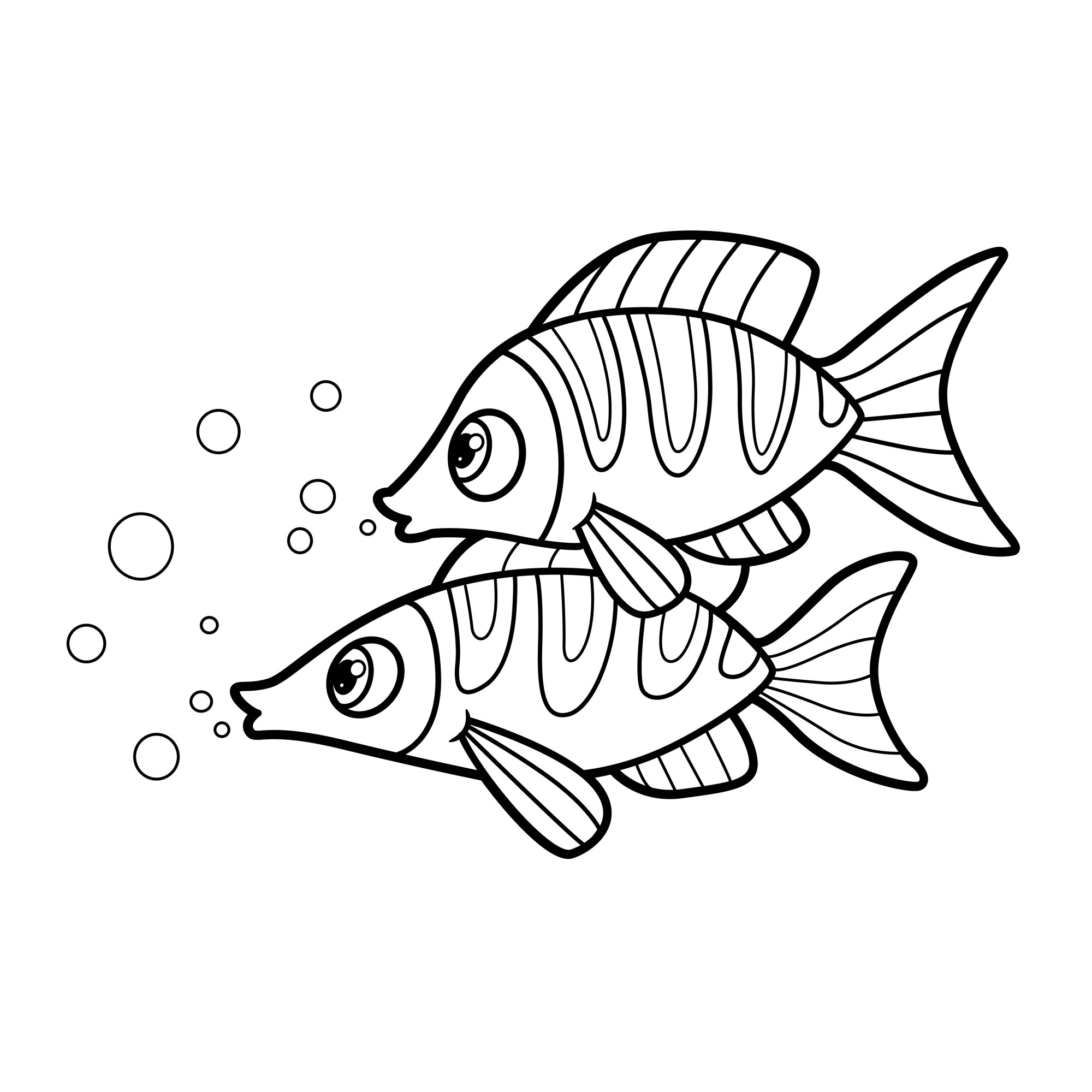Раскраска для детей: две пестрые морские рыбки