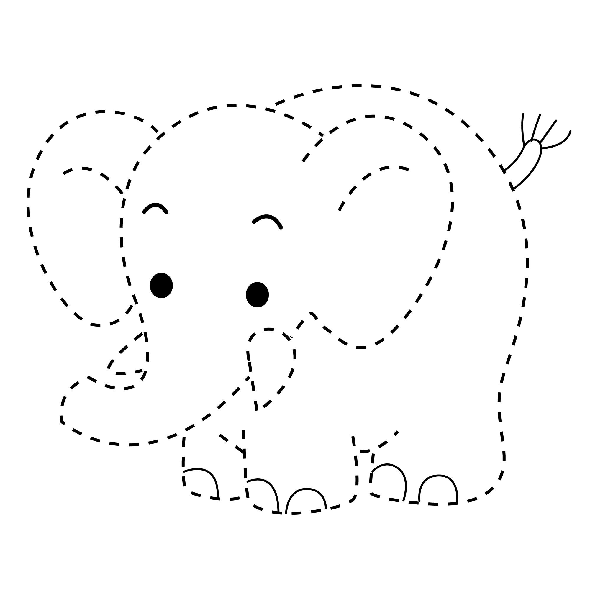 Раскраска для детей: слон по точкам