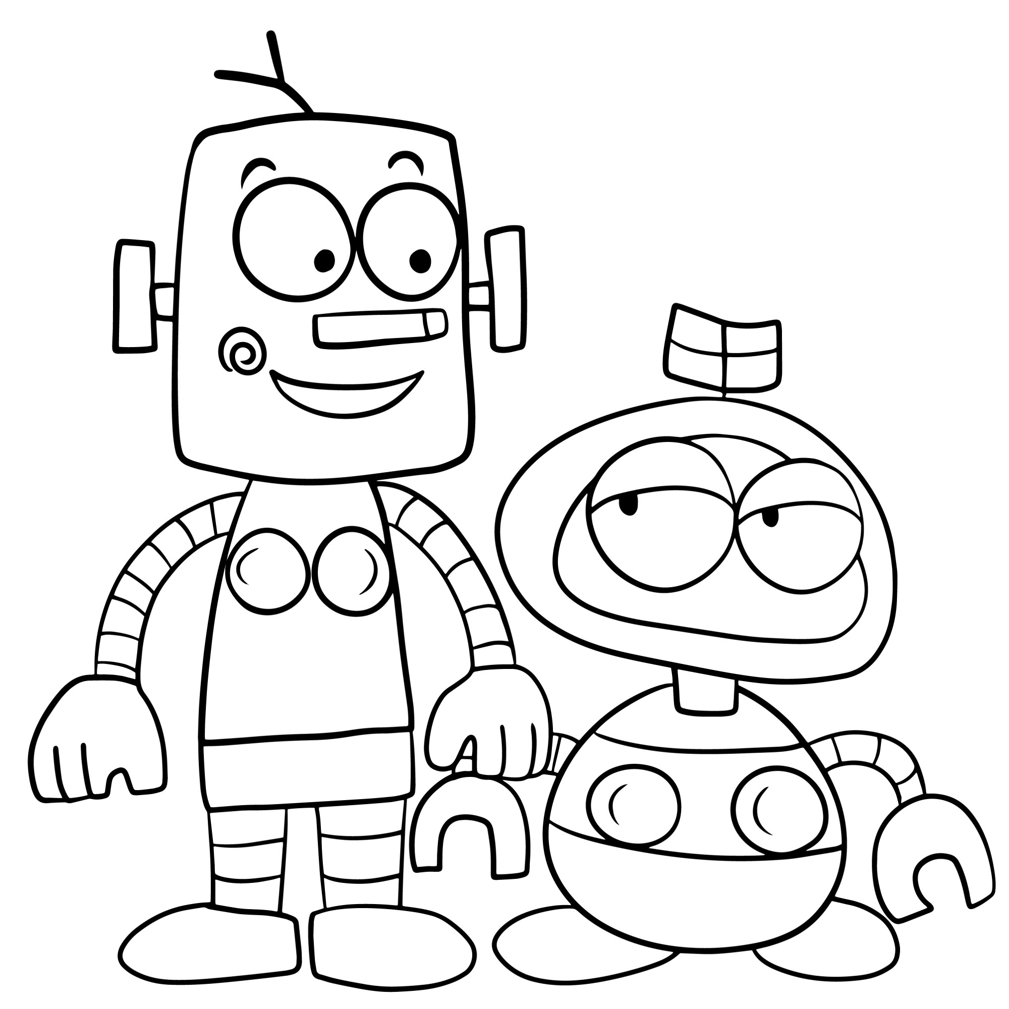 Раскраска для детей: милые роботы каракули каваи