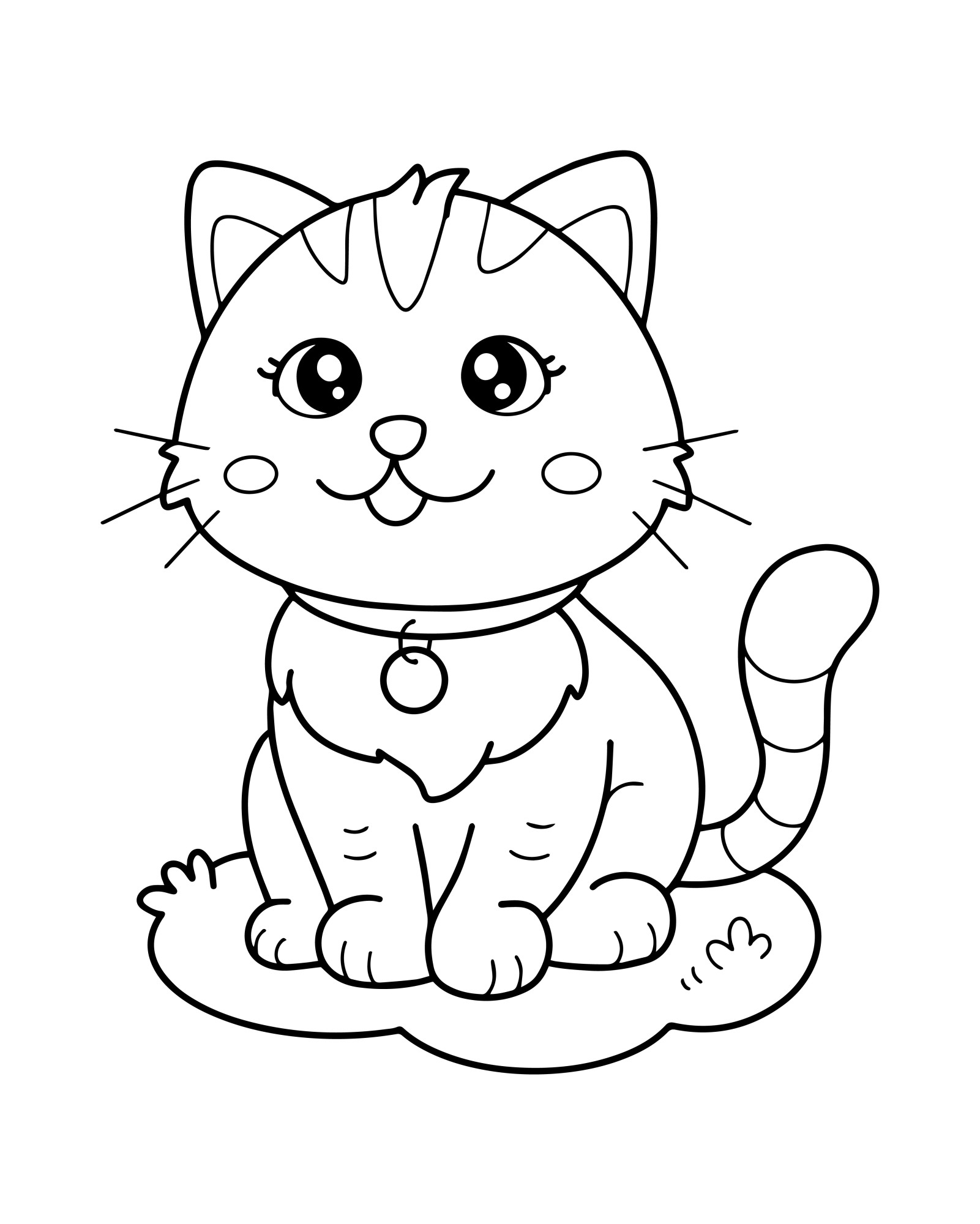 Раскраска для детей: милый котенок