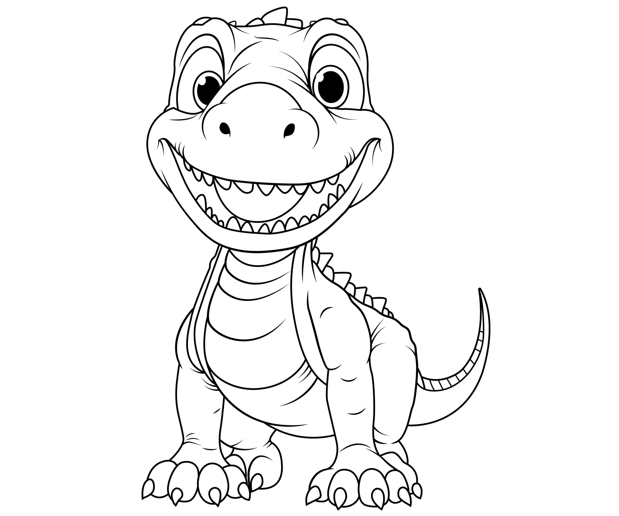 Раскраска для детей: хороший динозавр улыбается