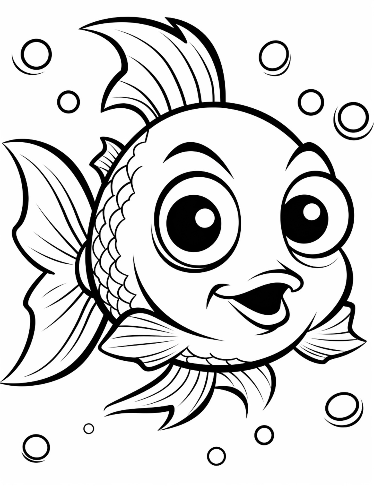Раскраска для детей: интересная рыба крупным планом