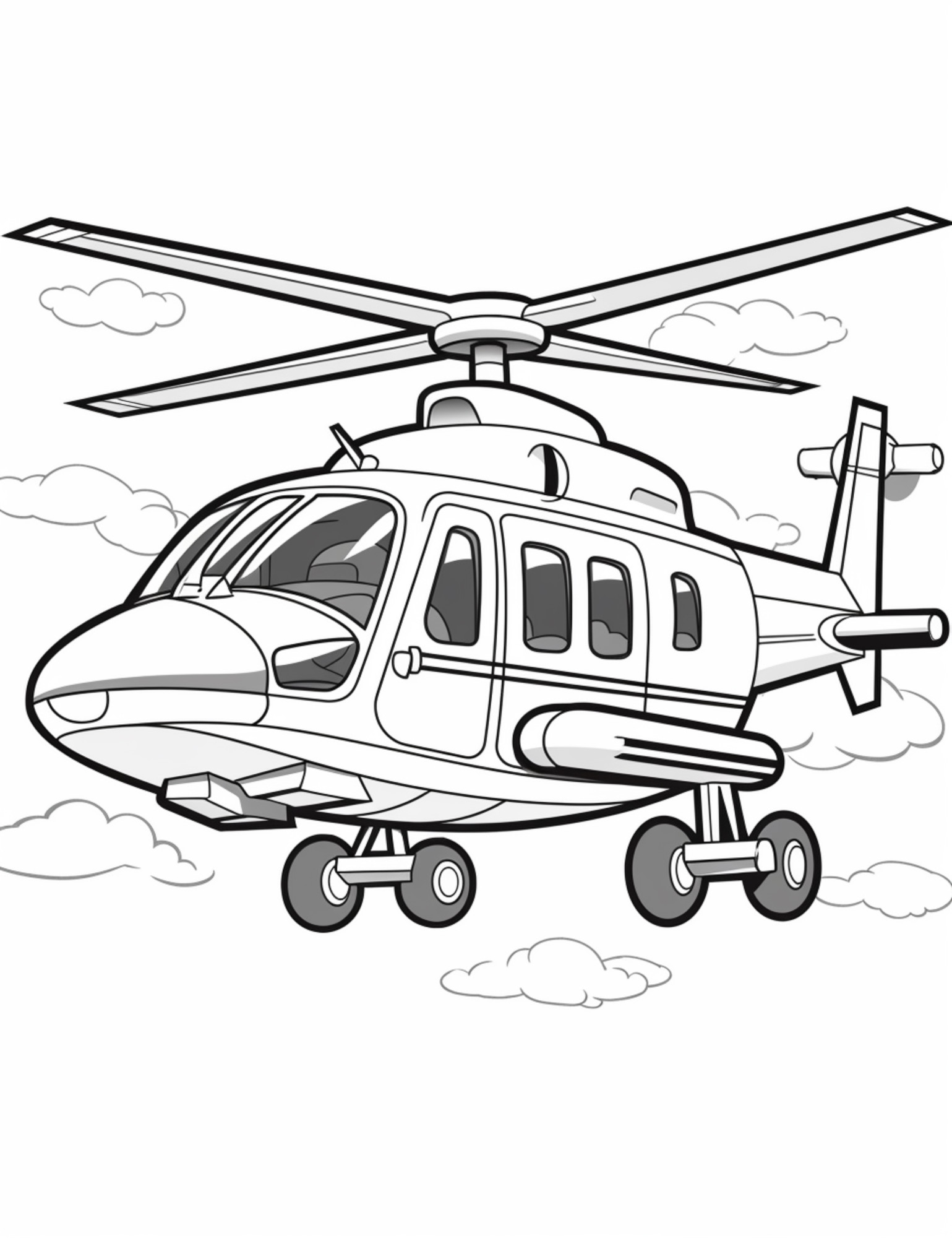 Раскраска для детей: вертолет «Вихрь»