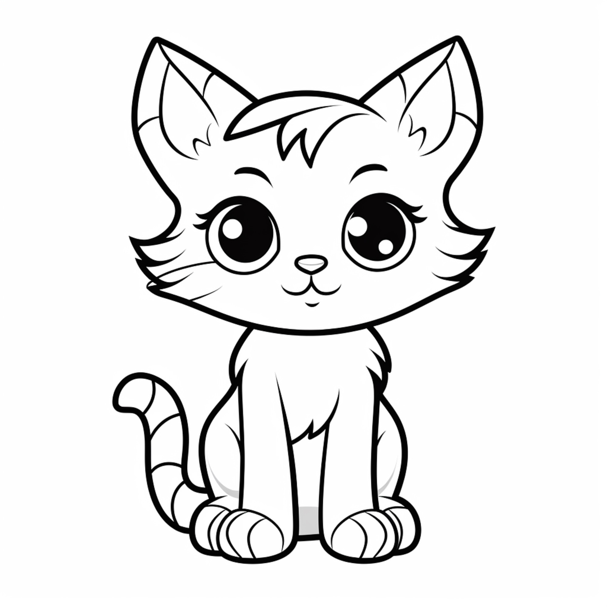 Раскраска для детей: котенок с пушистой мордочкой