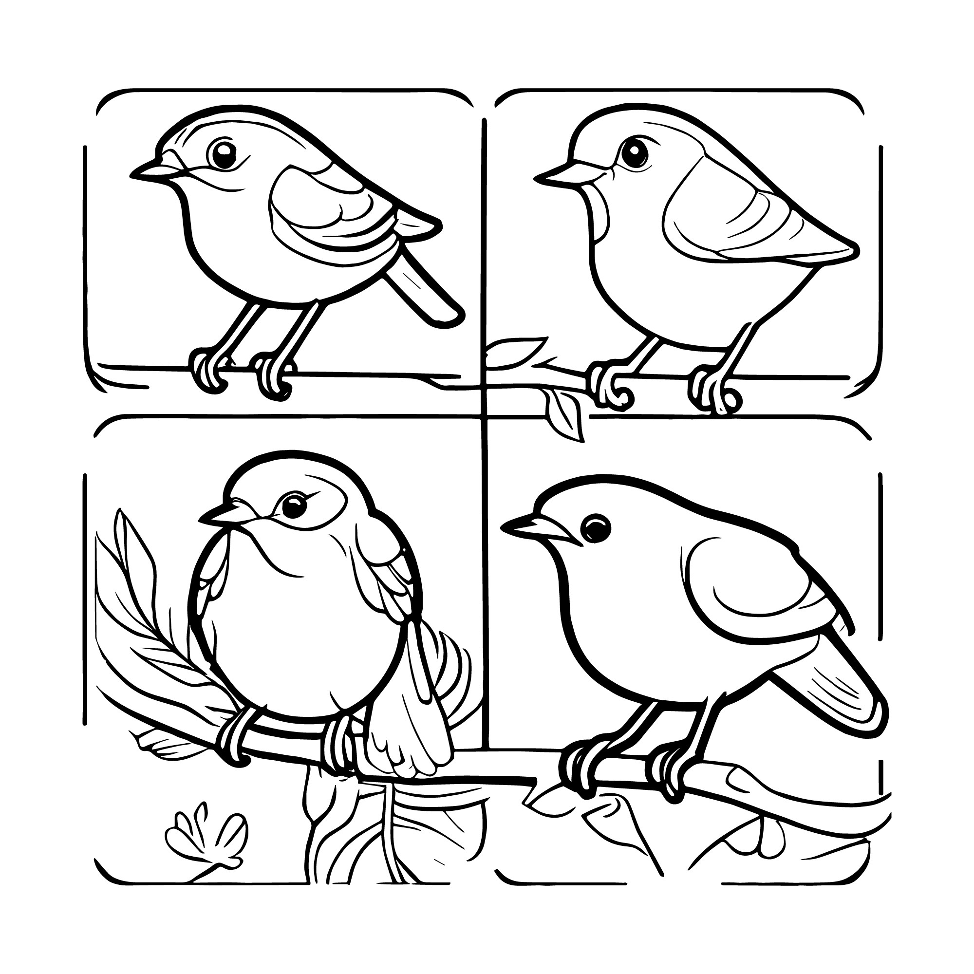 Раскраска для детей: птицы снегири