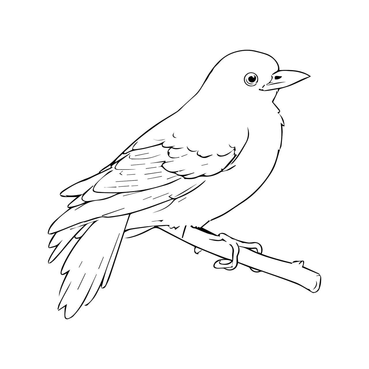 Раскраска для детей: птичка синица на ветке