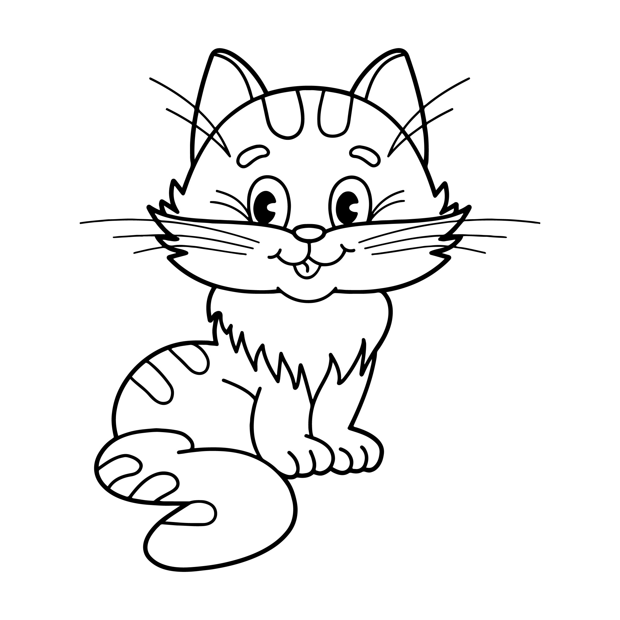 Раскраска для детей: пушистый кот