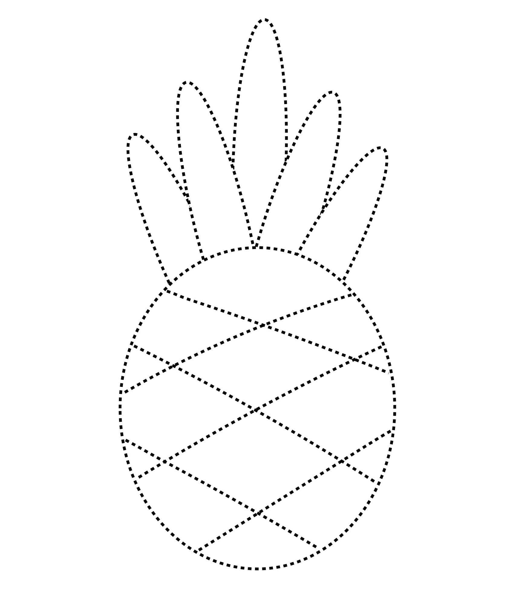 Раскраска для детей: ананас по точкам