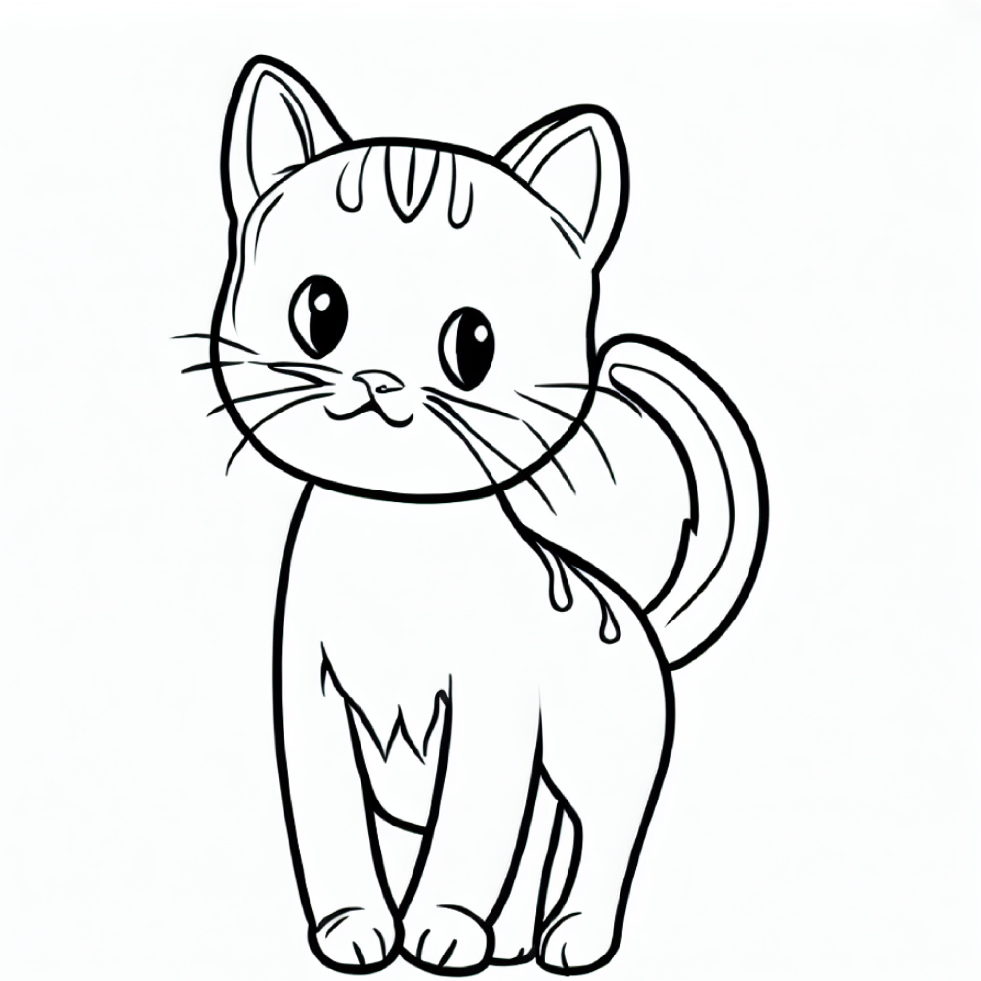 Раскраска для детей: удивленный кот с усами