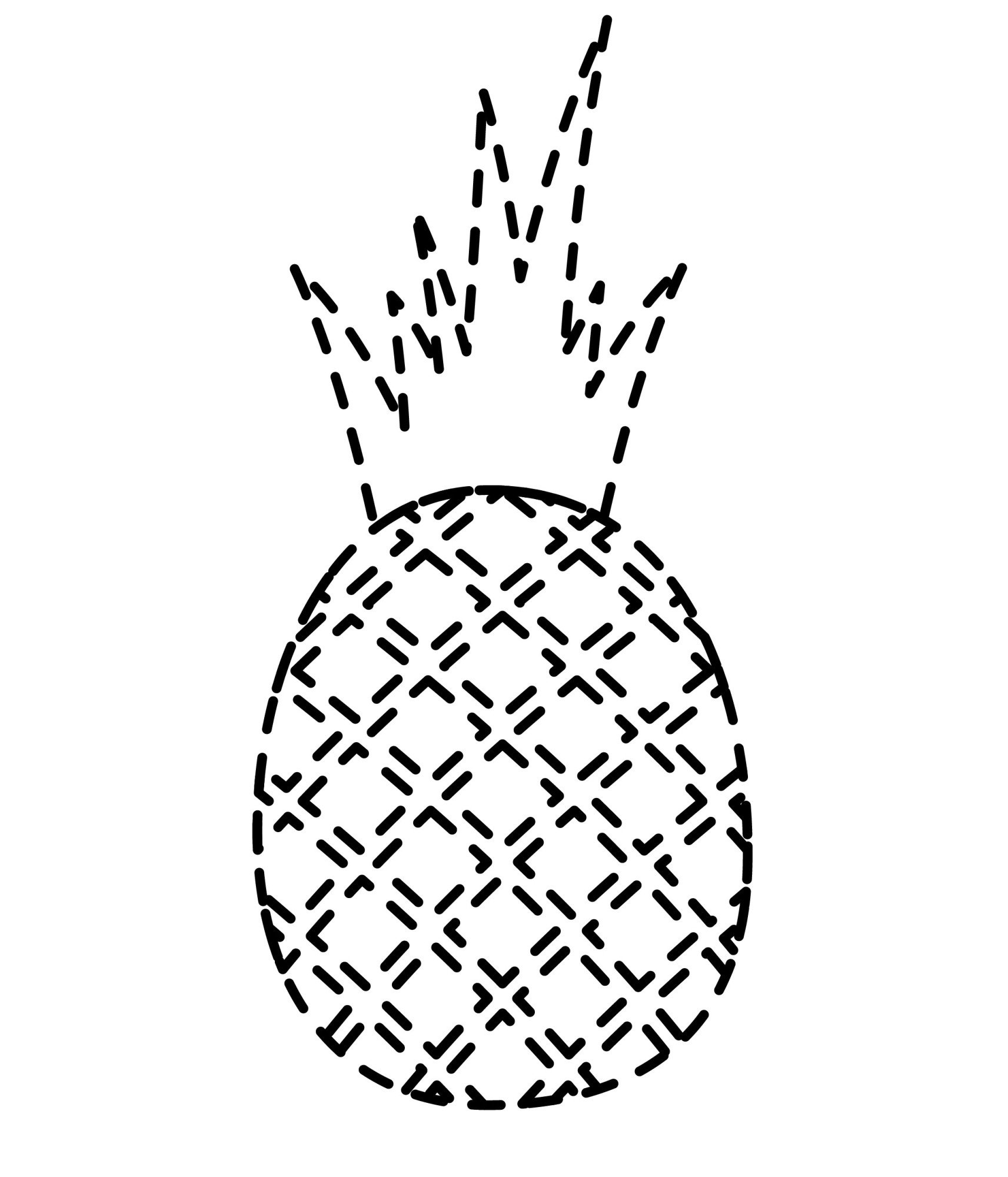Раскраска для детей: контур ананаса