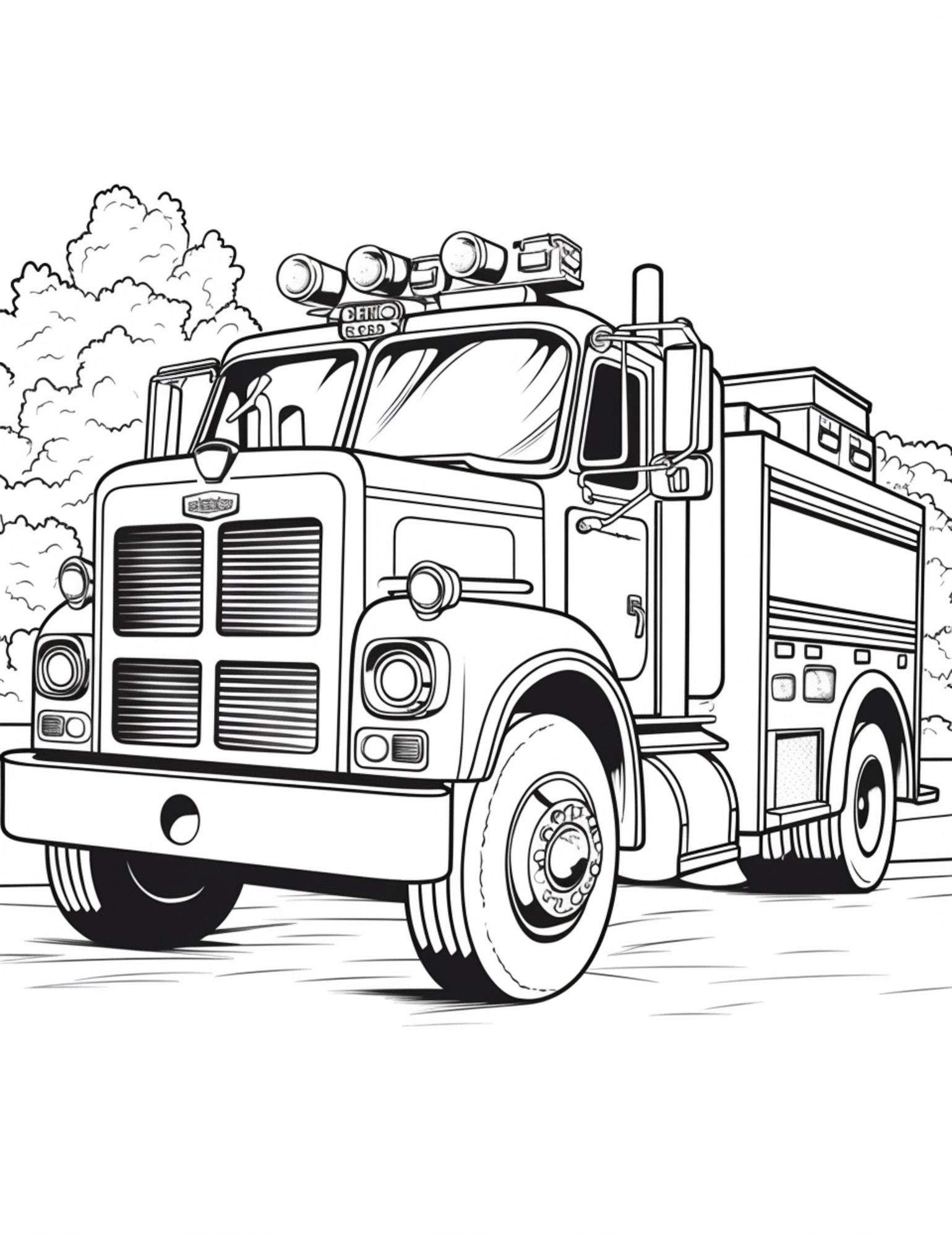 Раскраска для детей: пожарная машина «Пожарник на колесах»