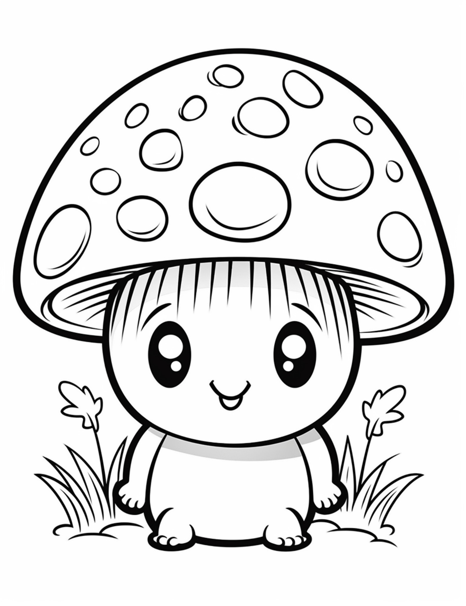 Раскраска для детей: гриб с лицом
