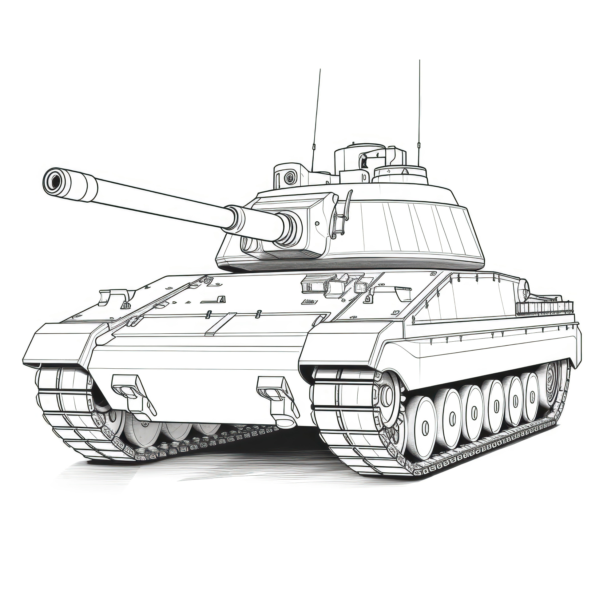 Раскраска для детей: танк «Боевая машина»