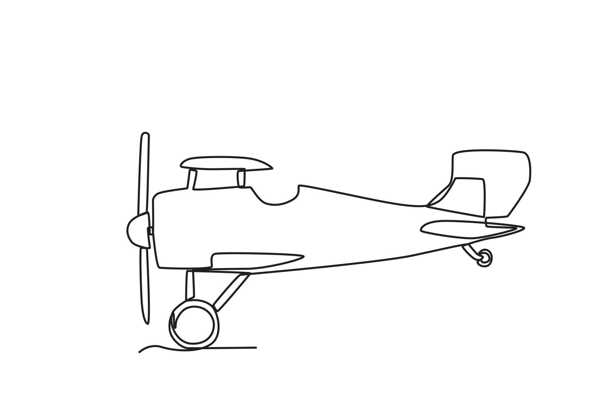 Раскраска для детей: самолётик с пропеллером