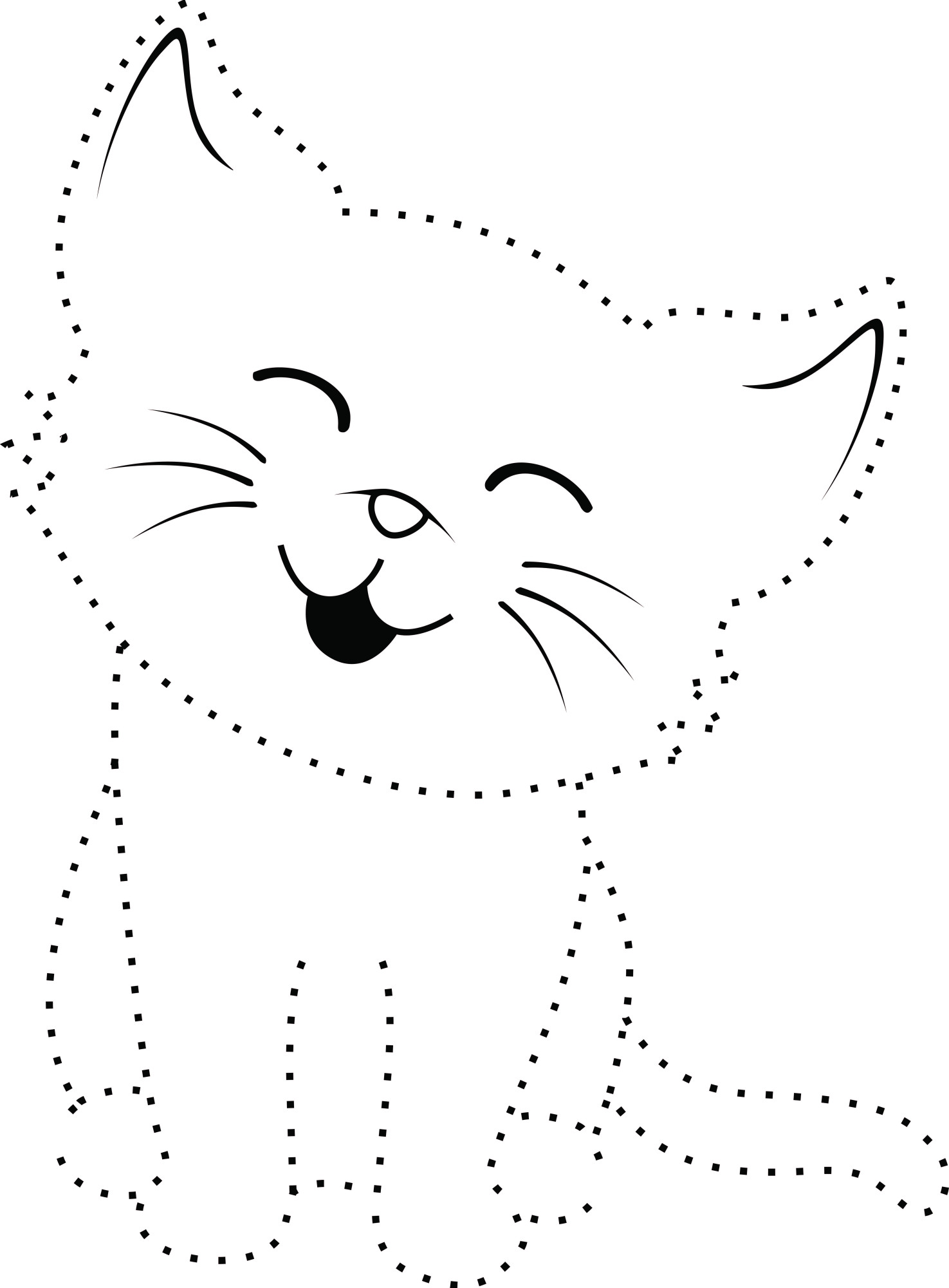 Раскраска для детей: кошка по точкам