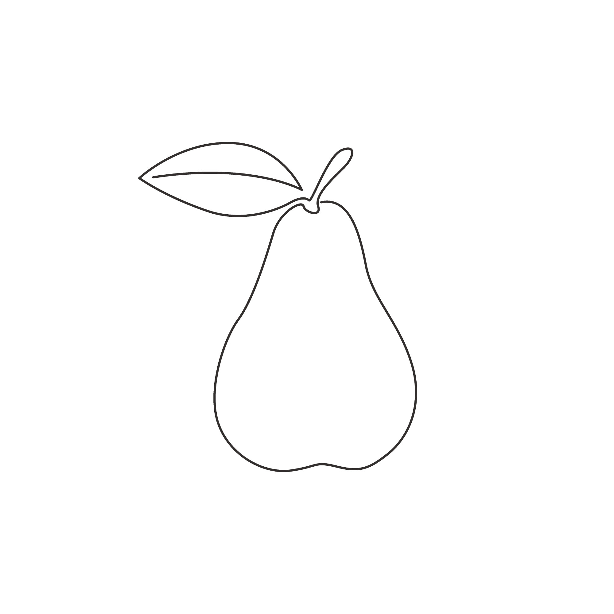 Раскраска для детей: контур фрукта груша