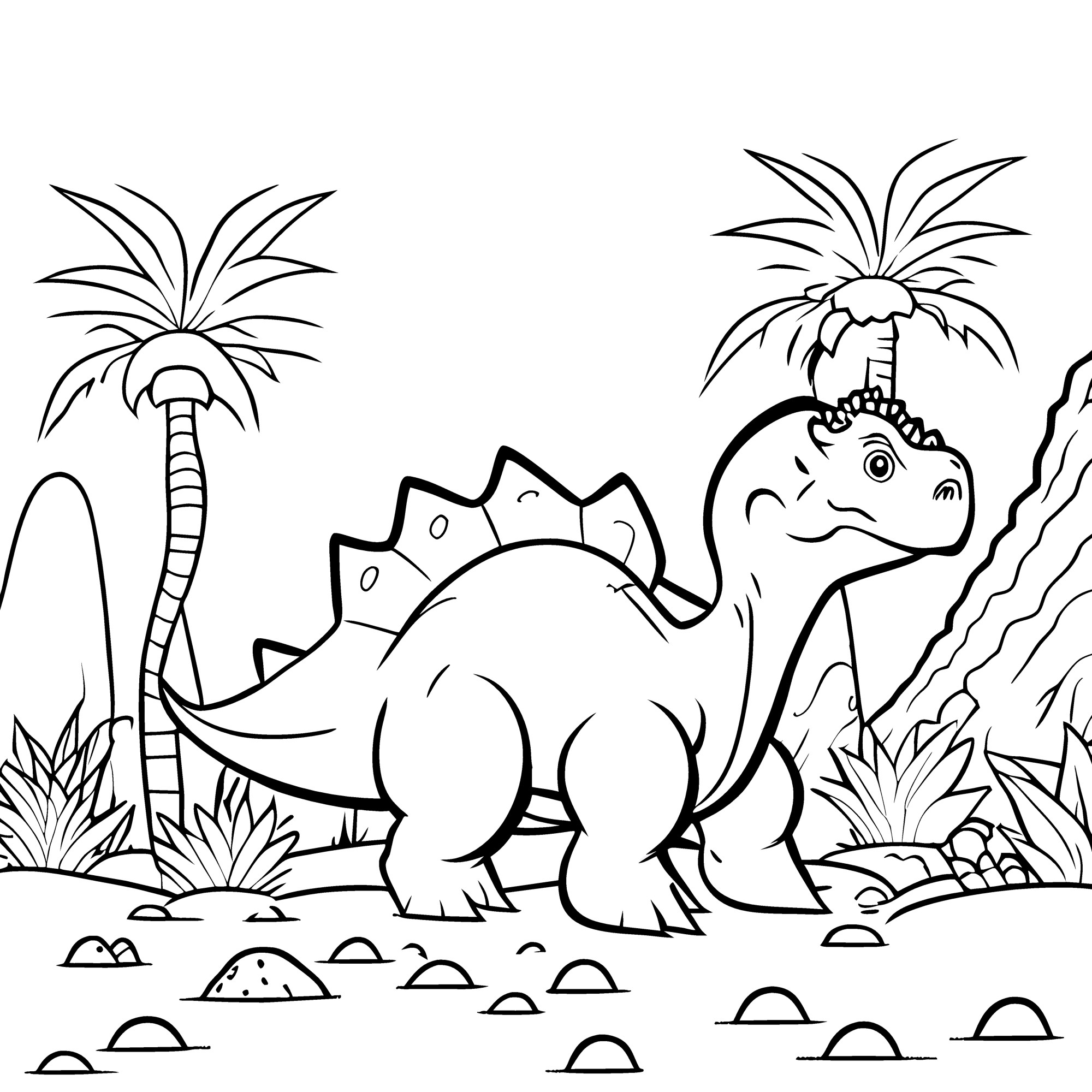 Раскраска для детей: динозавр стегозавр