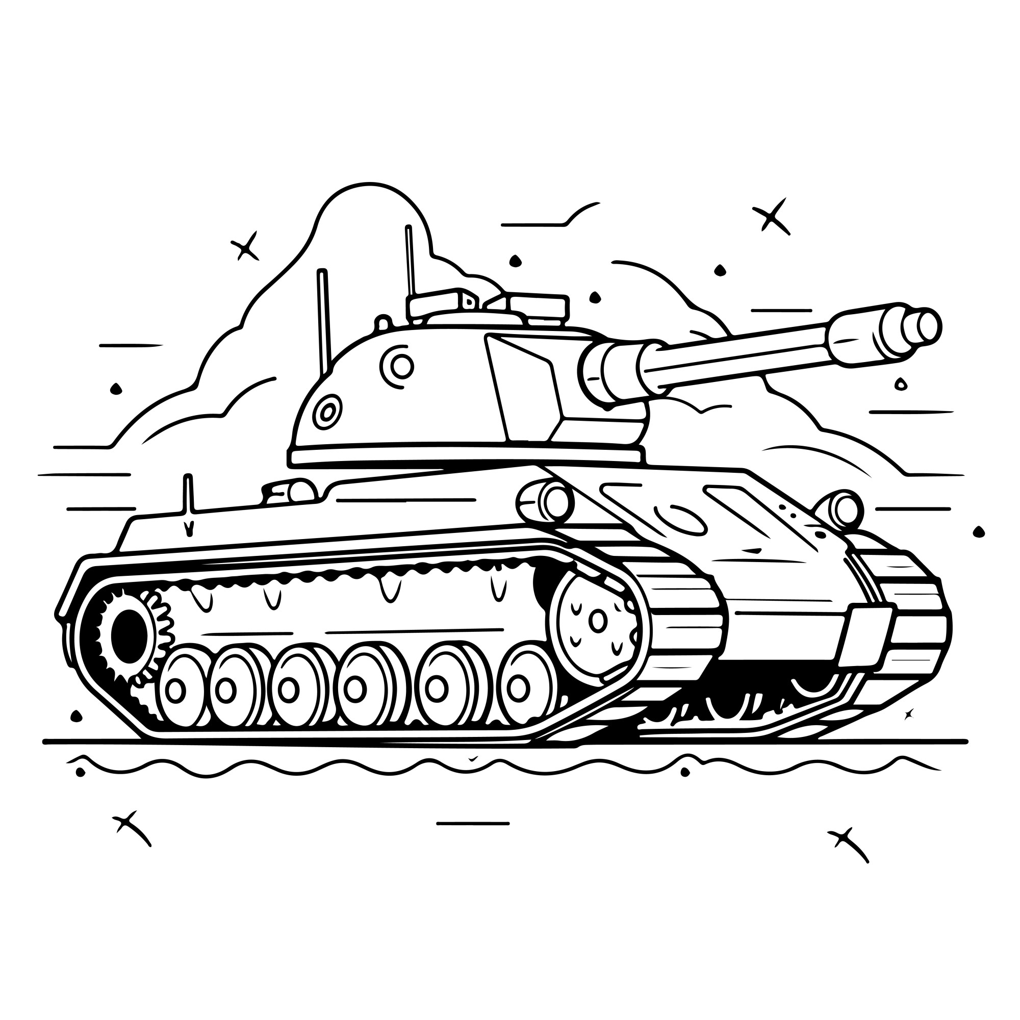 Раскраска для детей: танк «Терминатор»