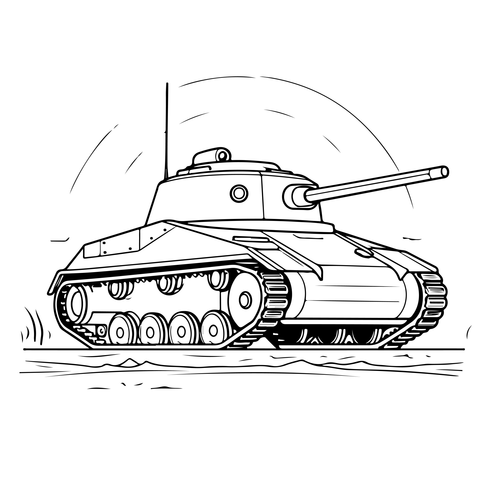 Раскраска для детей: танк «Стальной монстр»