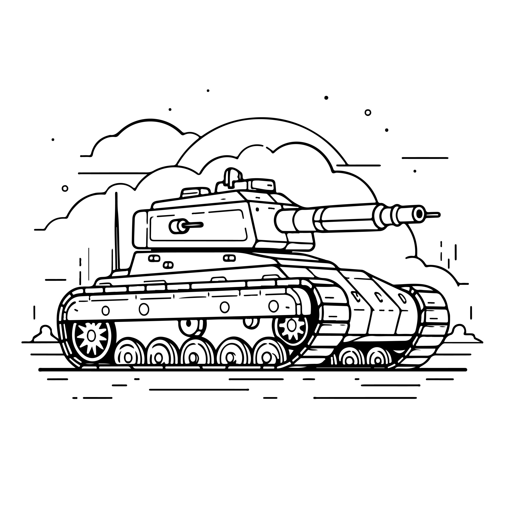 Раскраска для детей: танк «Мегамашина»