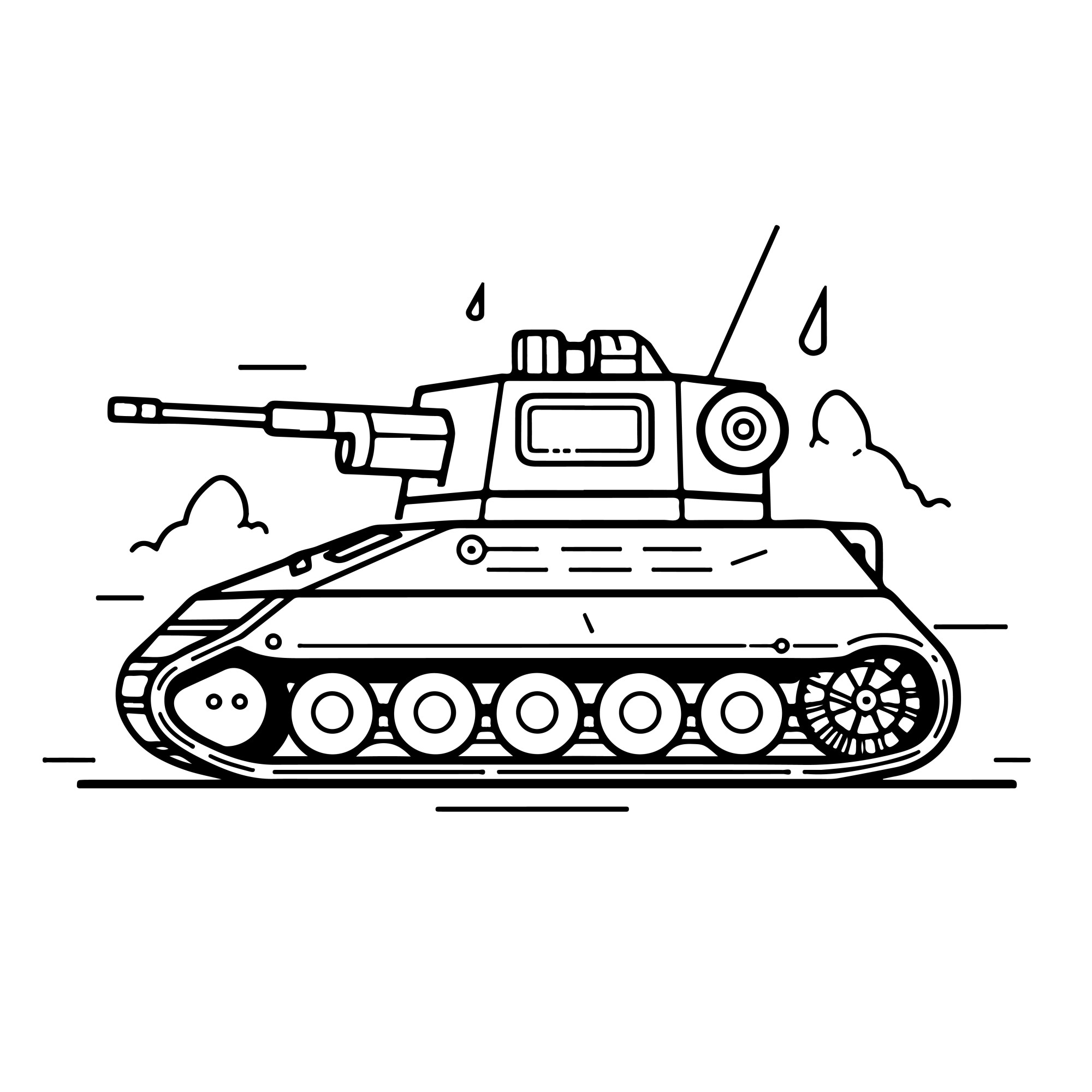 Раскраска для детей: военный танк