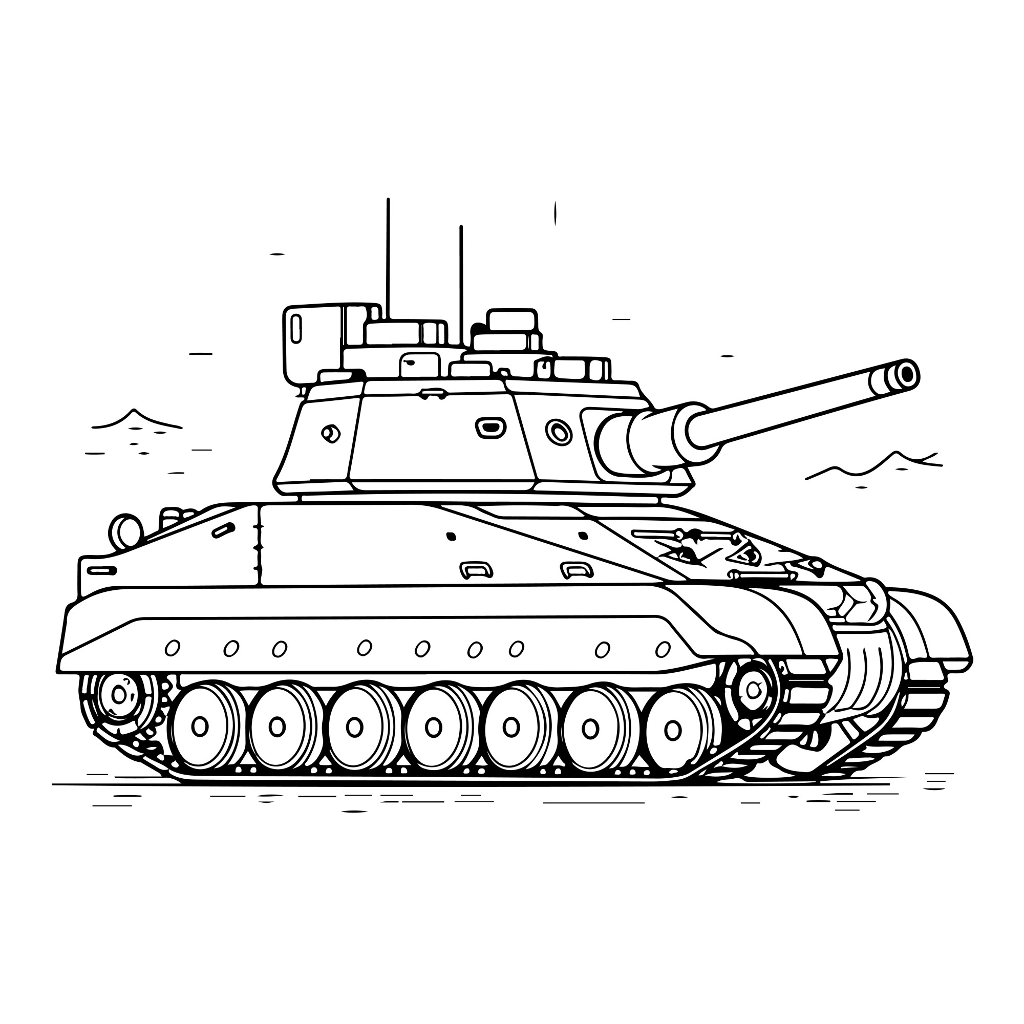 Раскраска для детей: танк «Железный герой»