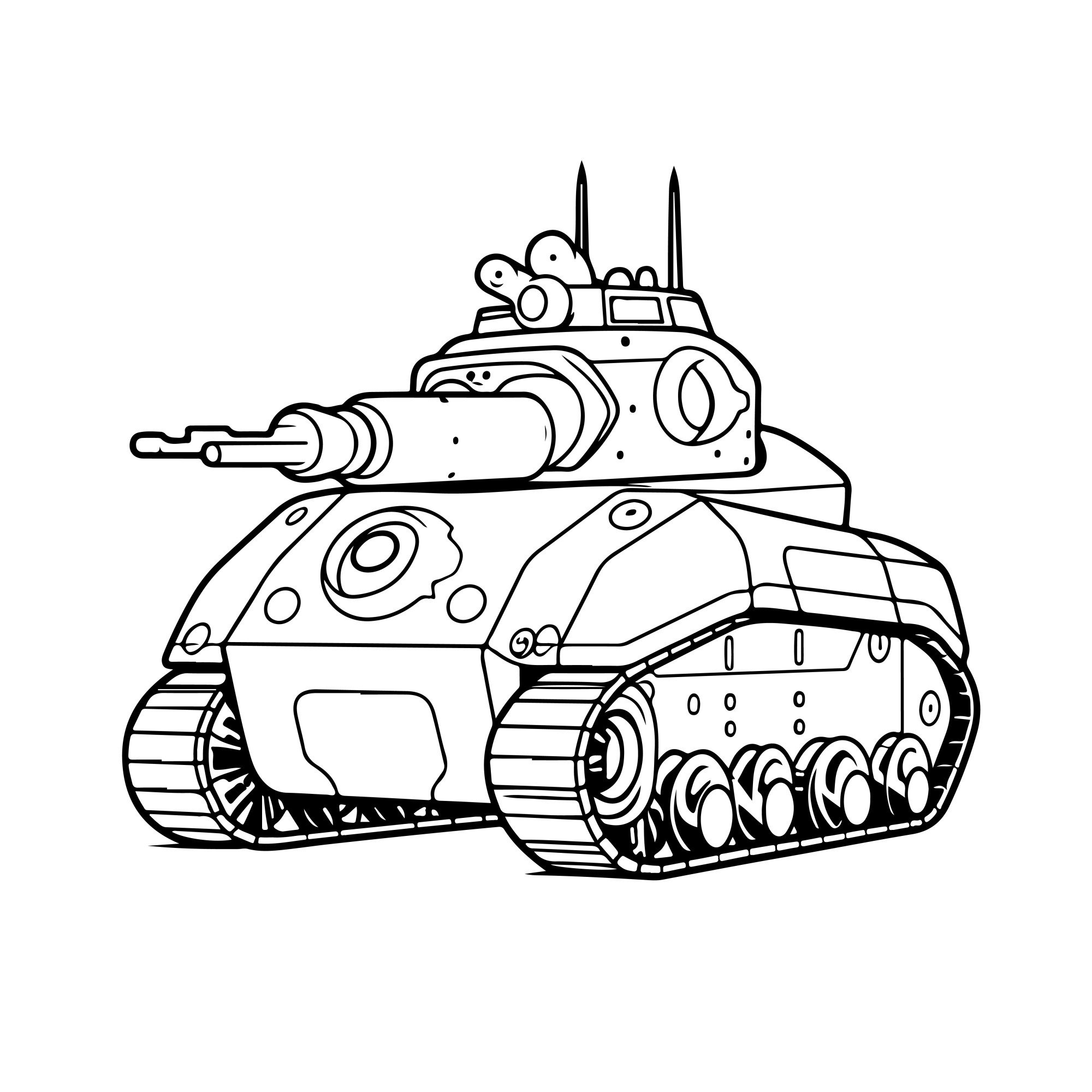 Раскраска для детей: танк «Огнедышащий»