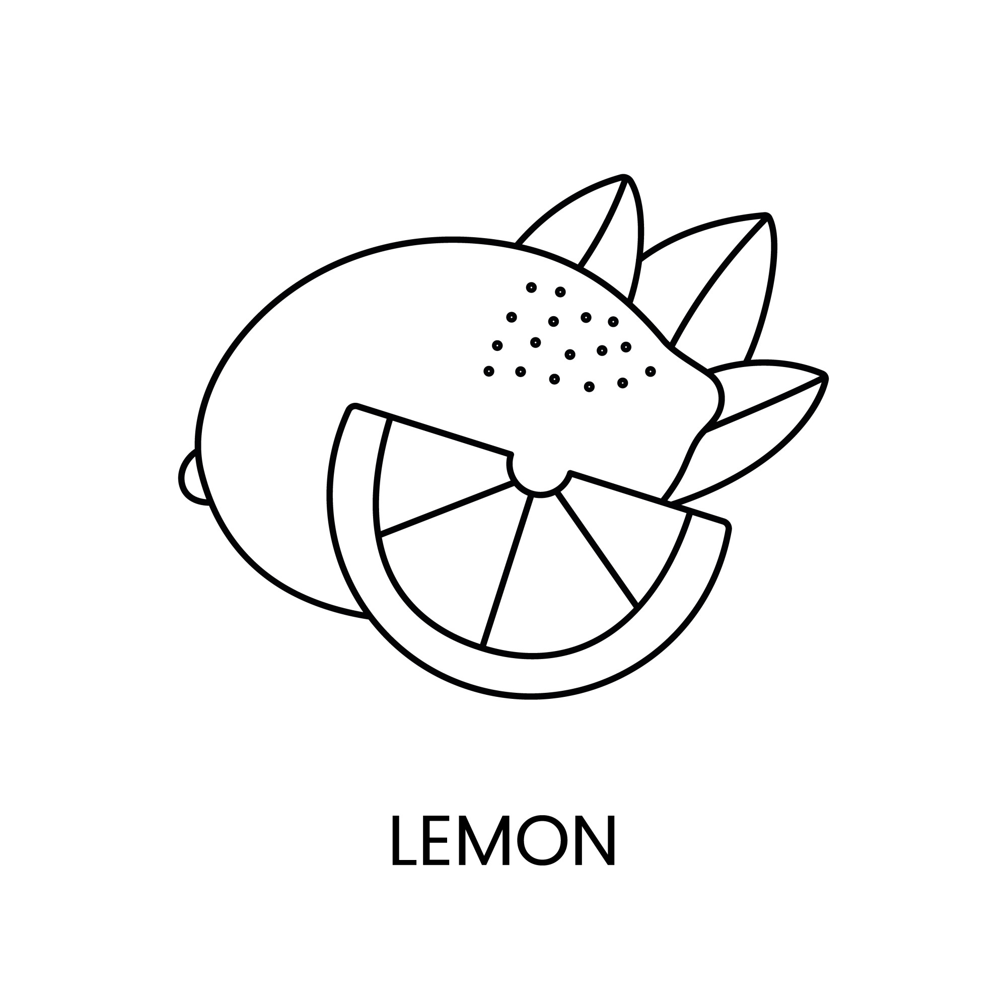 Раскраска для детей: лимон с долькой