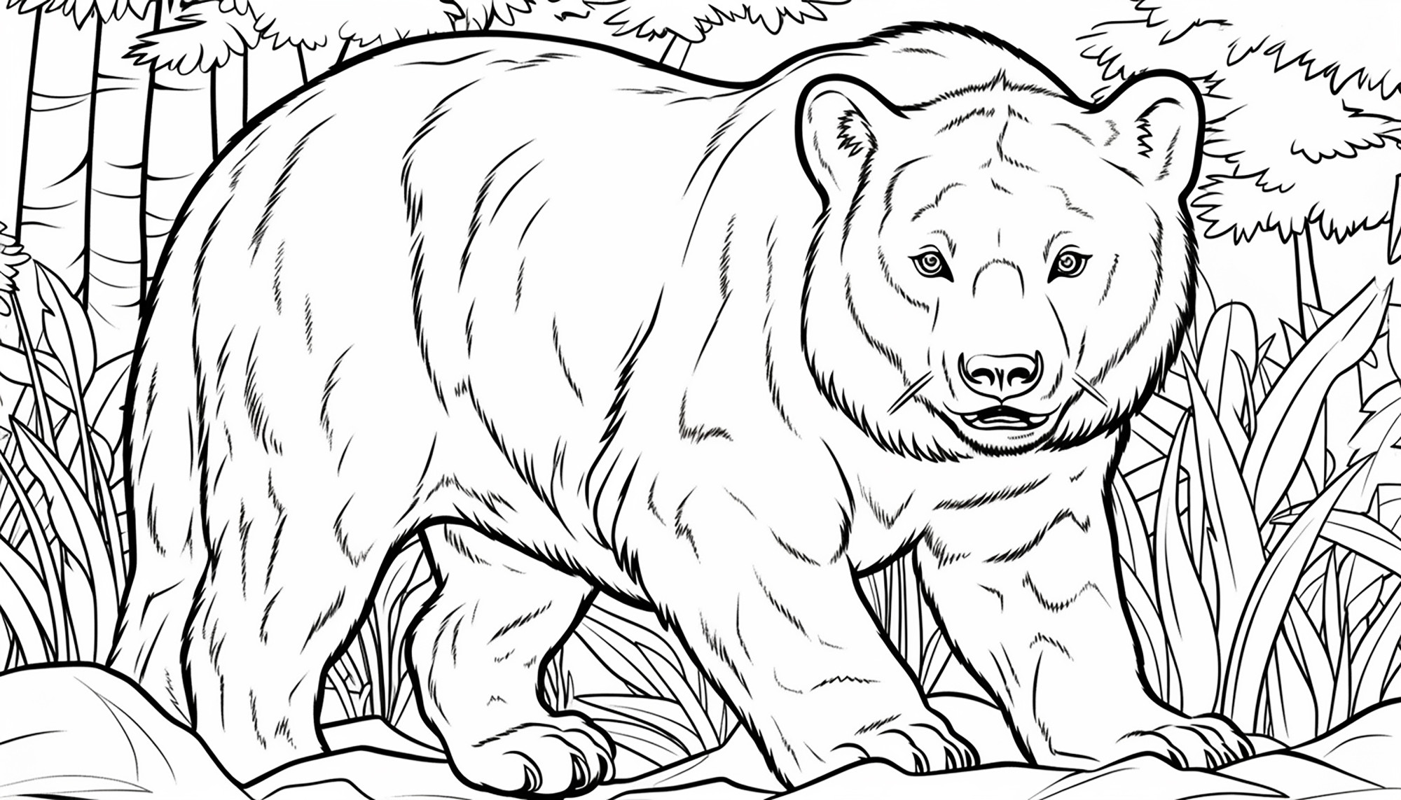 Раскраска для детей: медведь охотник