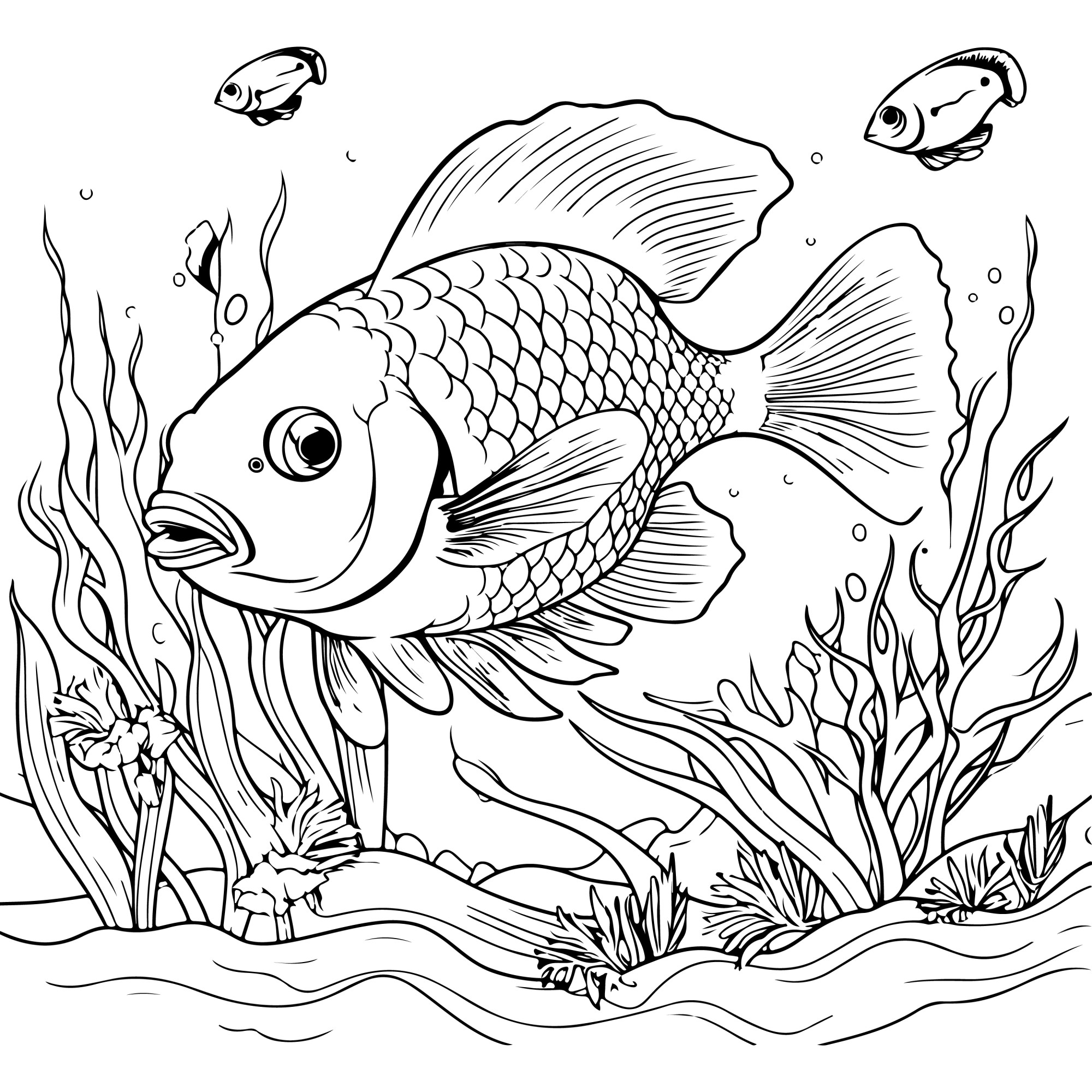 Раскраска для детей: рыба каваи