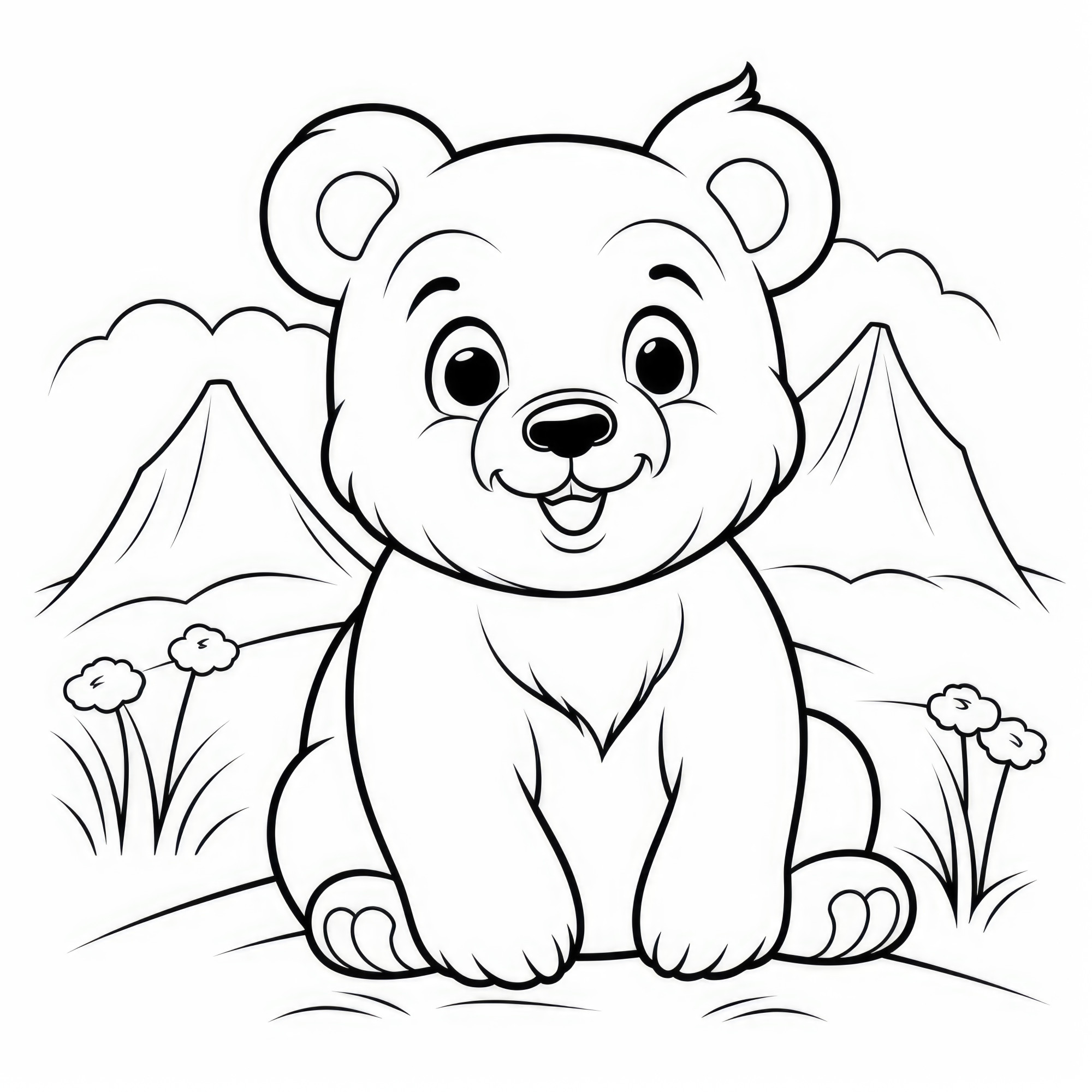 Раскраска для детей: ласковый медвежонок
