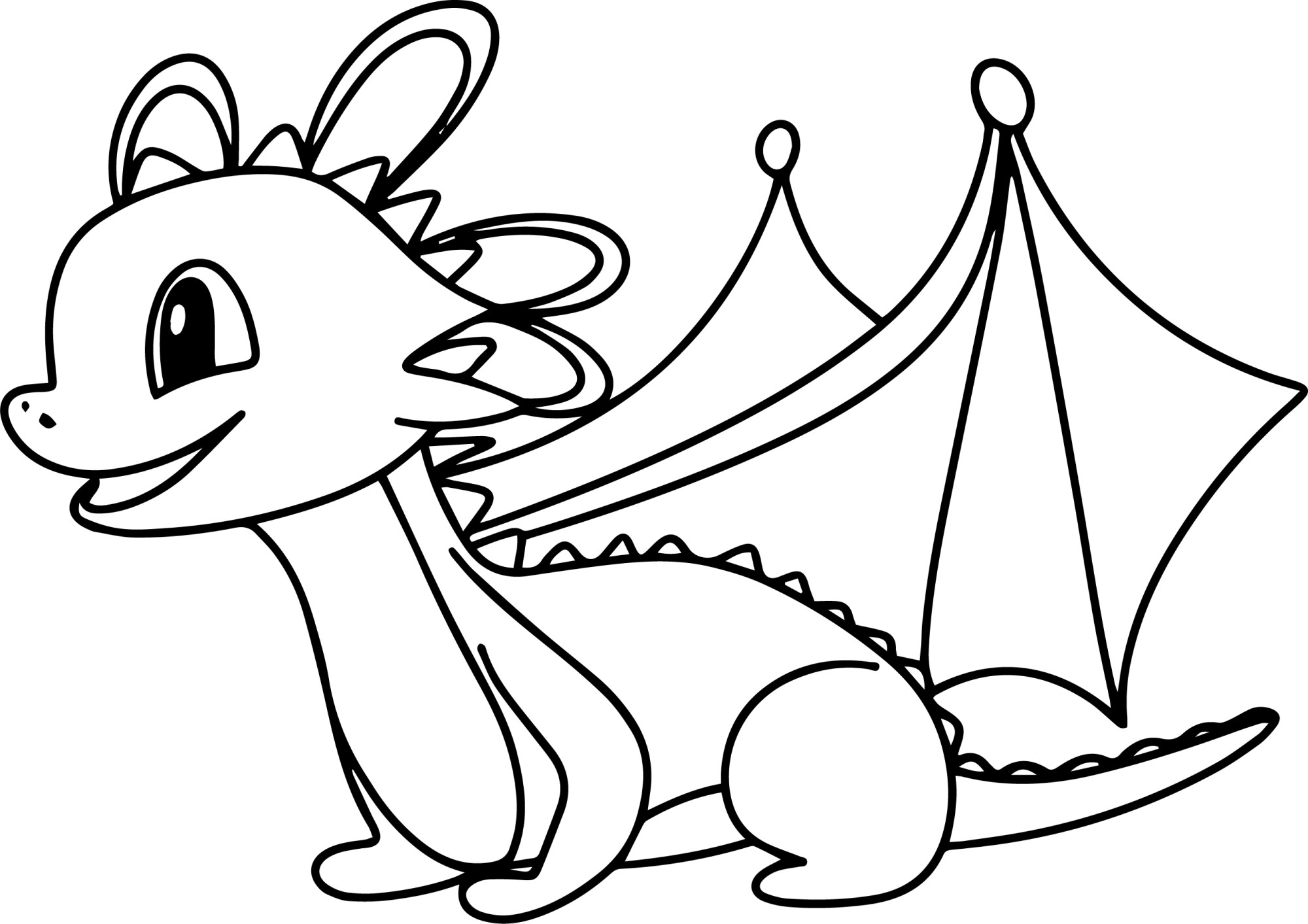 Раскраска для детей: дракончик с крыльями