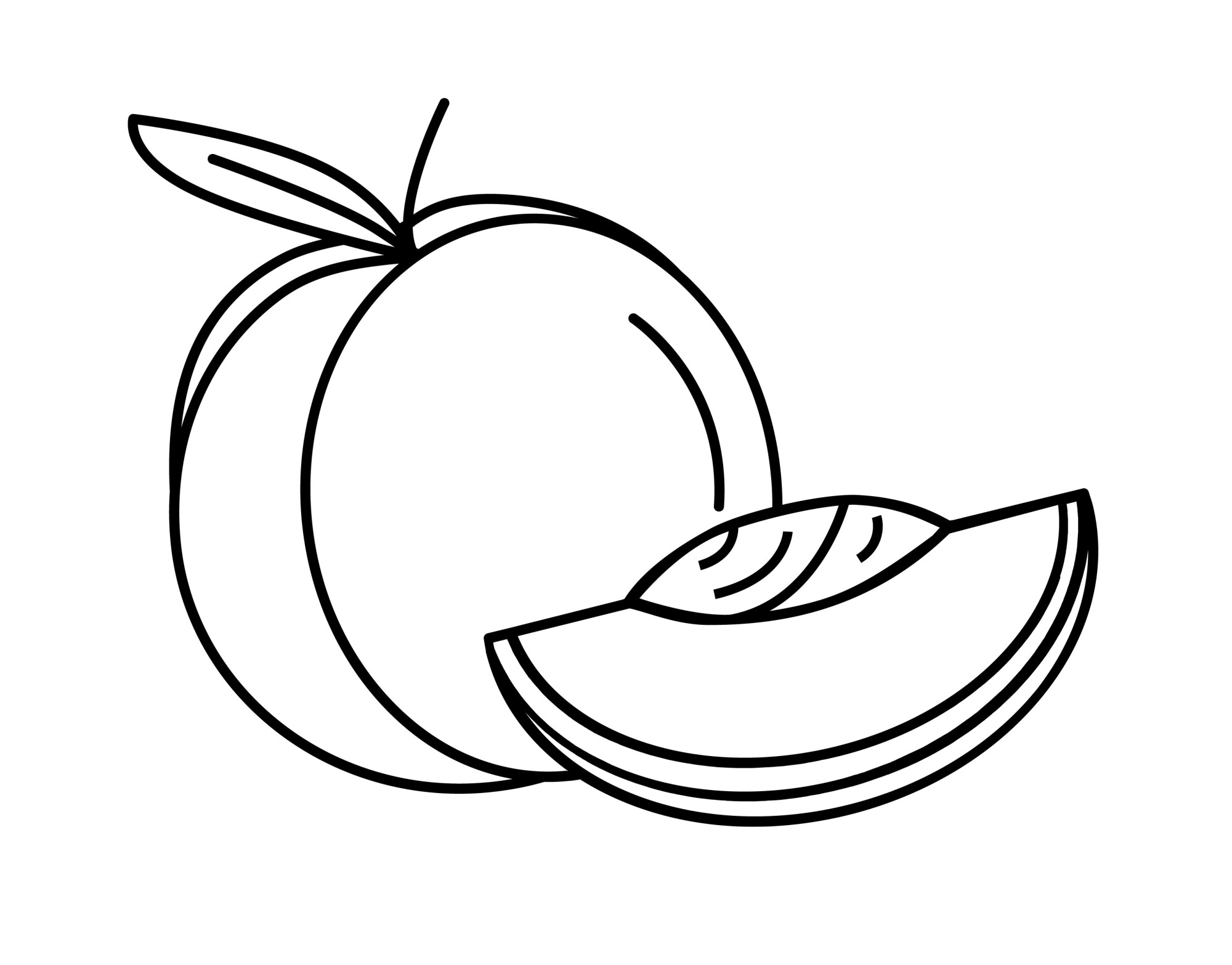 Раскраска для детей: мягкий персик с долькой