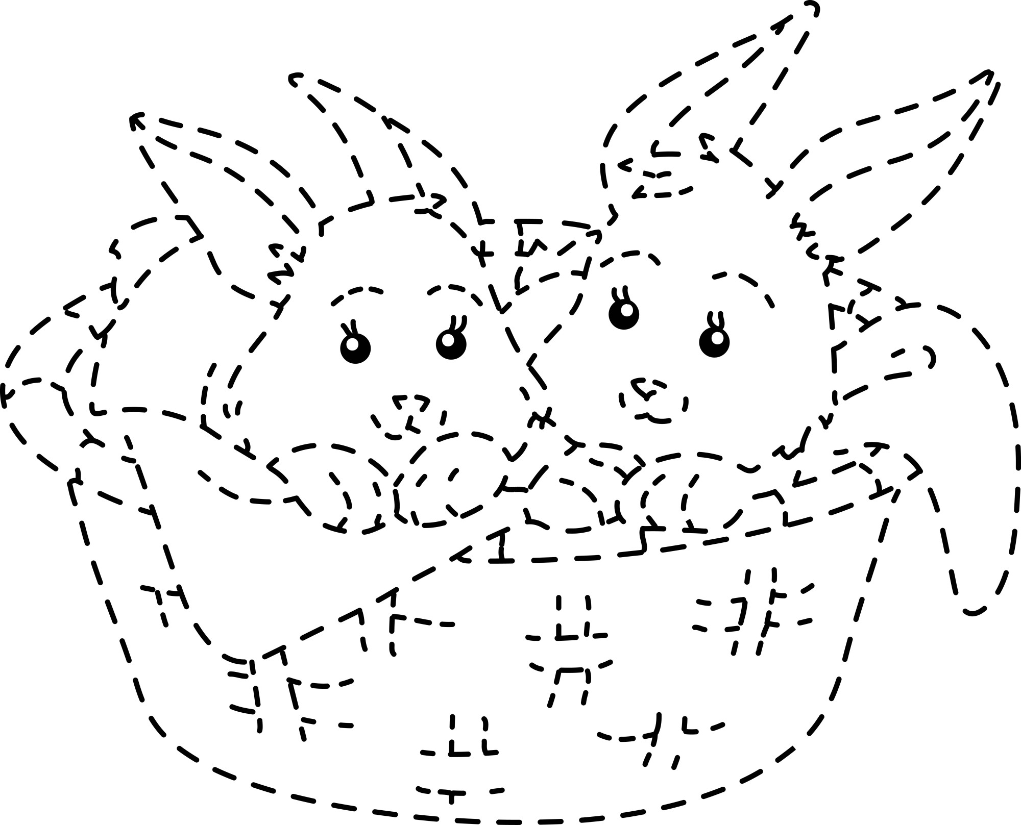 Раскраска для детей: кролики в корзинке по точкам