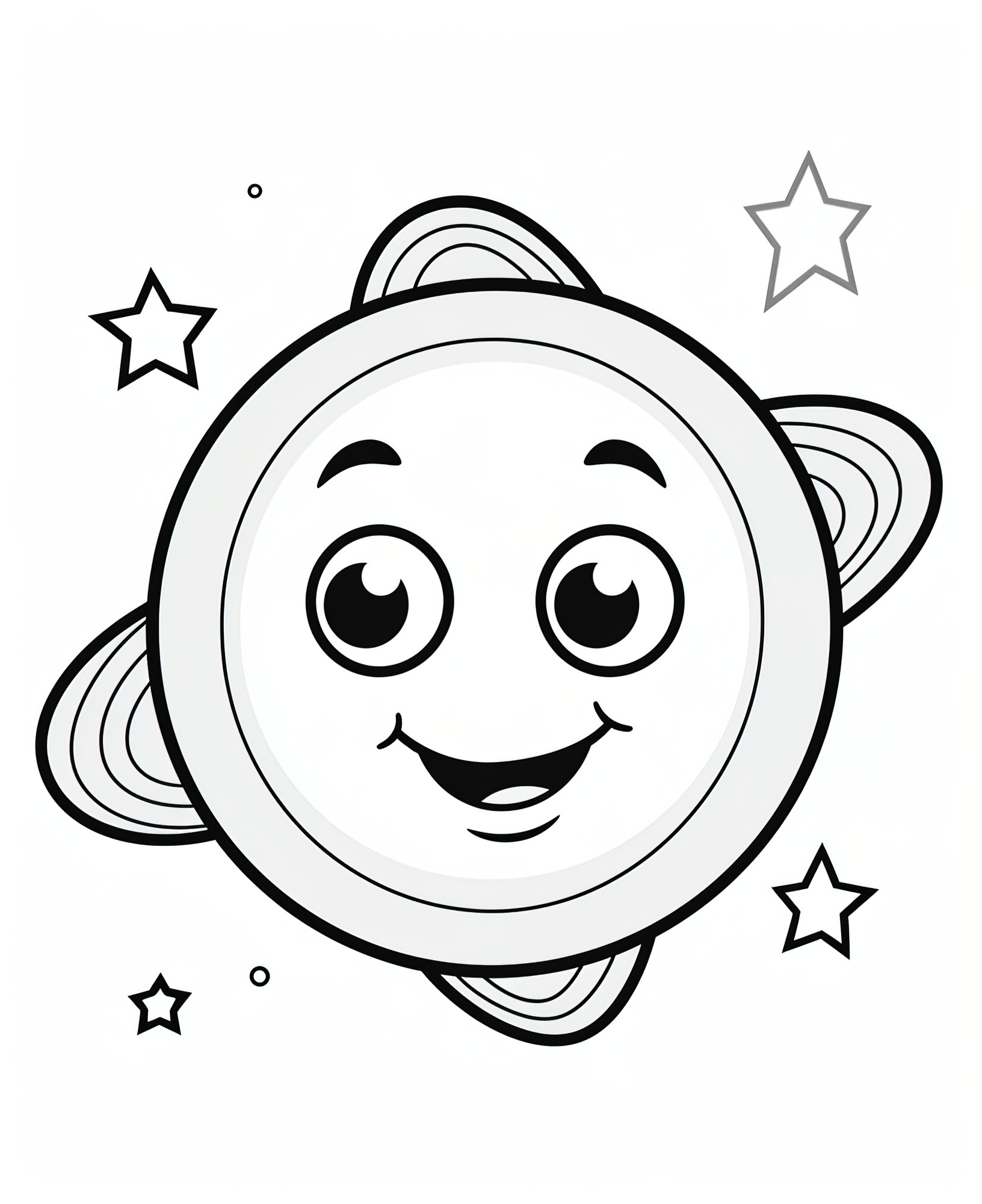 Раскраска для детей: смайлик планета с глазами