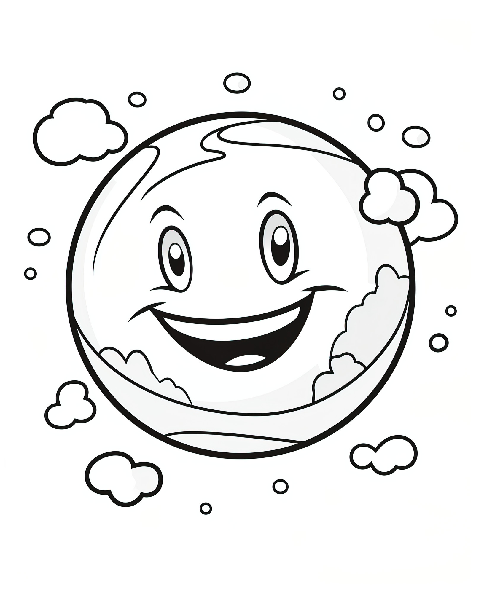 Раскраска для детей: веселая планета смайлик