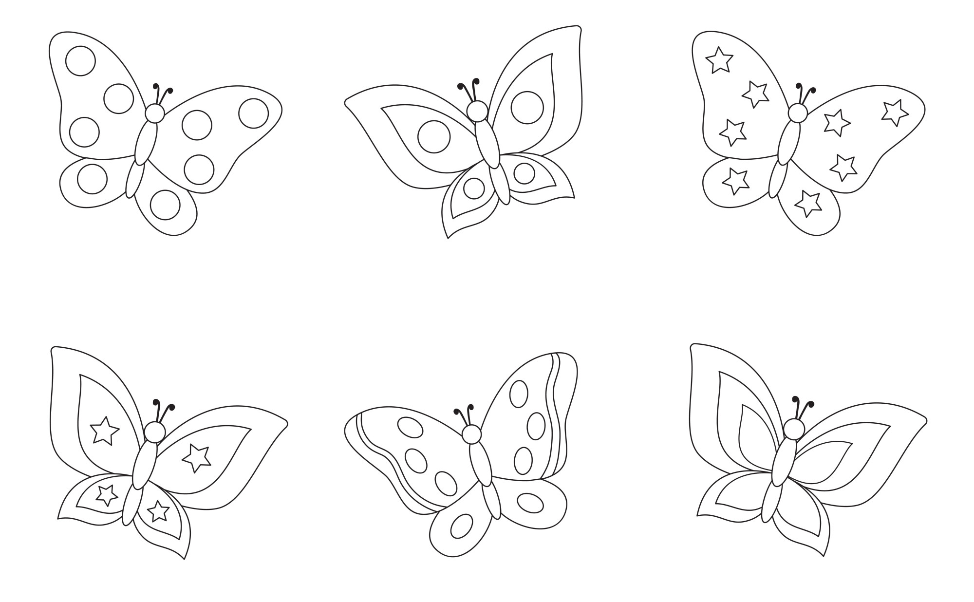 Раскраска для детей: много бабочек коллекция