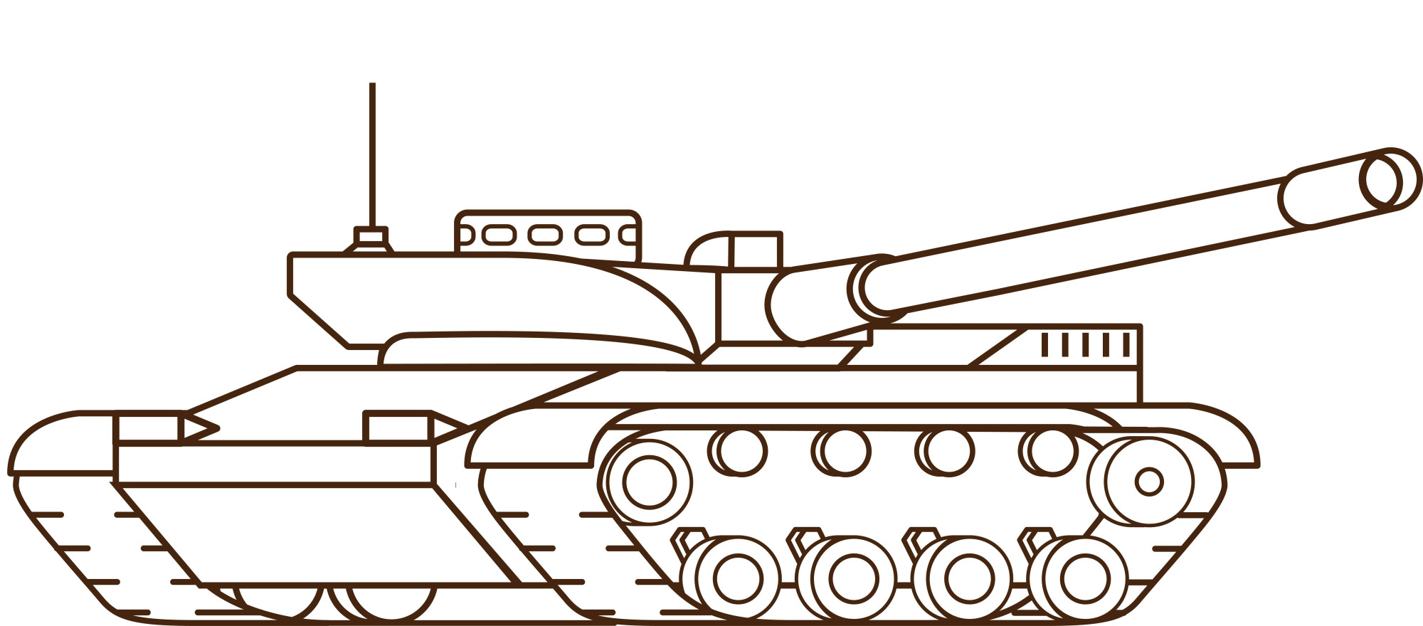 Раскраска для детей: атакующий танк