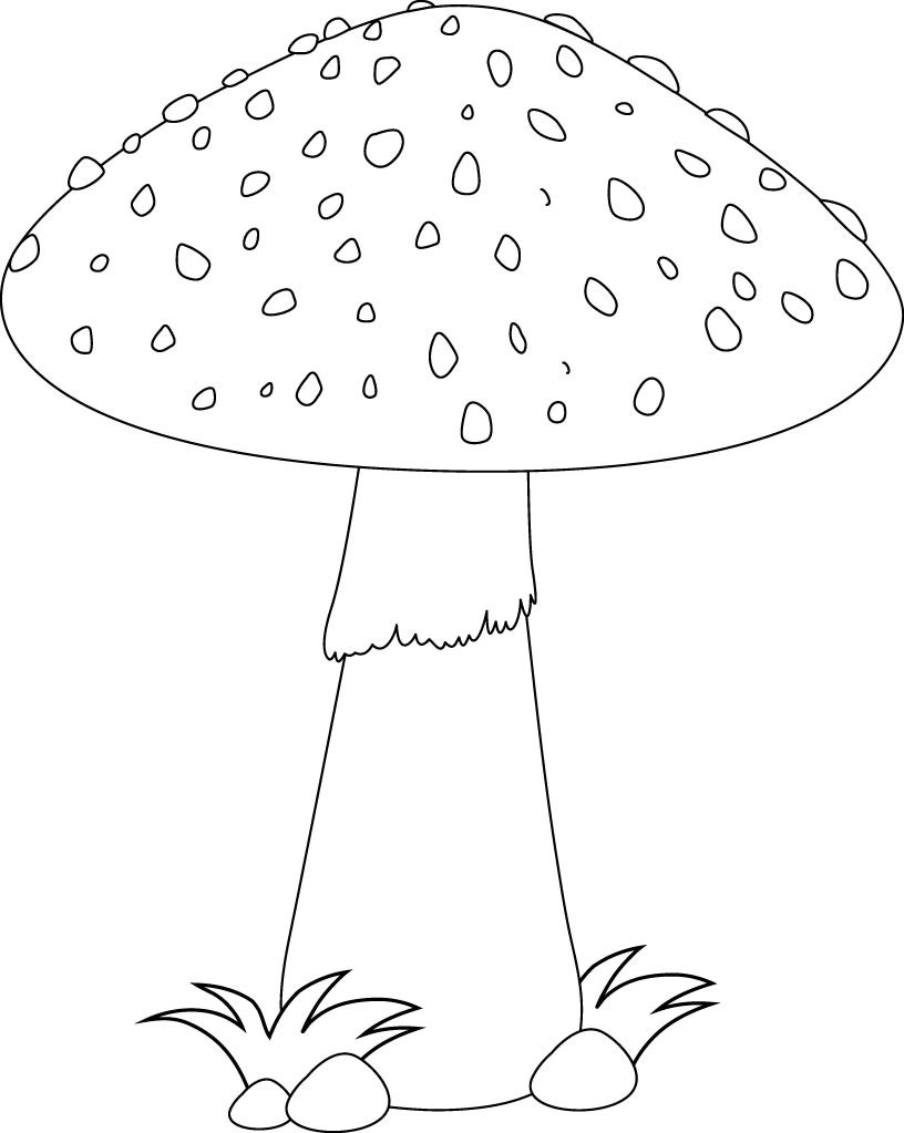 Раскраска для детей: большой красный гриб из мультфильма
