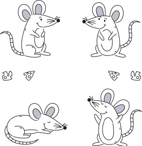 Раскраска набор милых мышей
