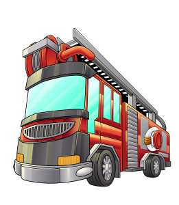 Раскрашенная картинка: пожарная машина «Пожарная карета»