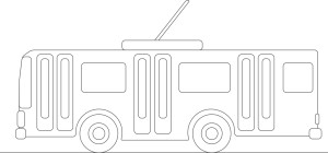 Раскраска мультяшный троллейбус