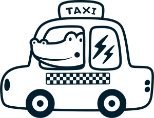 Раскраска крокодил едет на такси