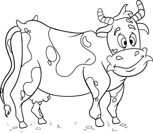 Раскраска старая добрая корова в поле