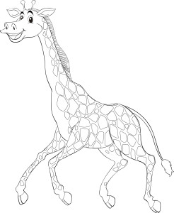 Раскраска бегущий жираф