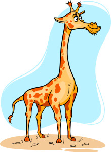 Раскрашенная картинка: большой забавный жираф